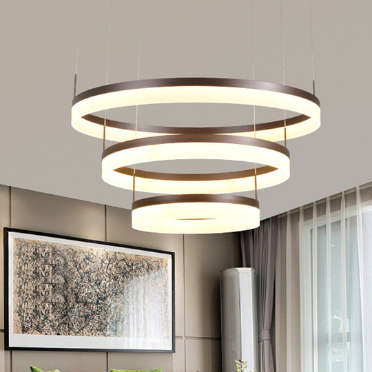 Modern Acrylic 2/3-Tier Led Chandelier Lamp - Minimalistic Coffee Medium/Large Perfect Over Table