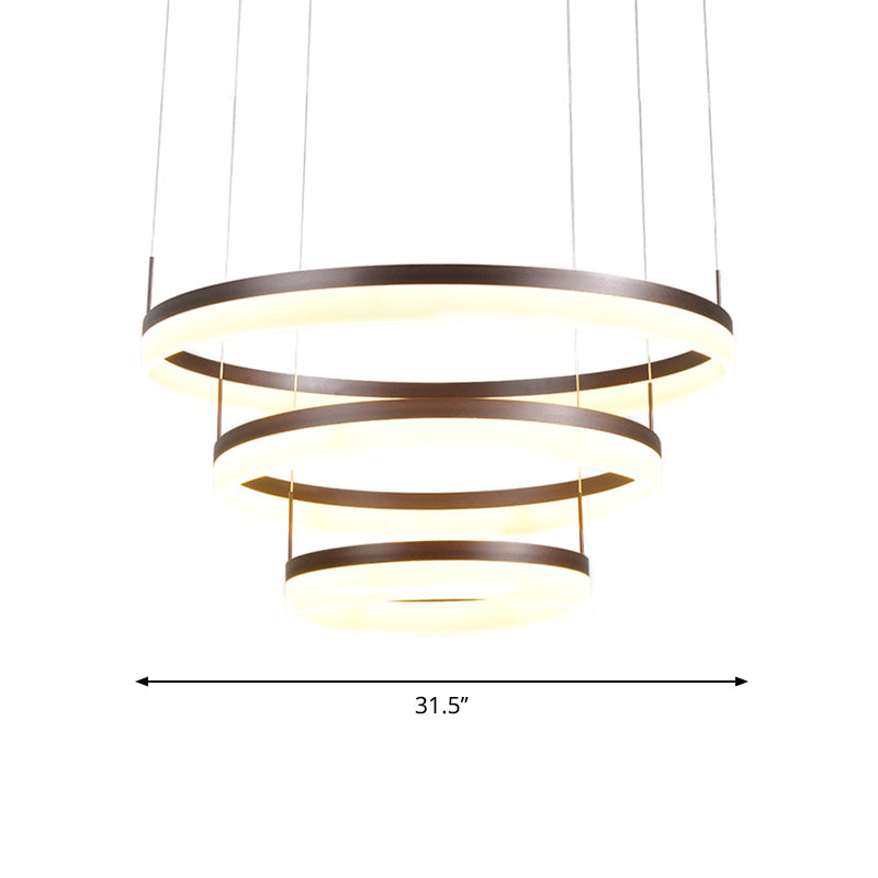 Modern Acrylic 2/3-Tier Led Chandelier Lamp - Minimalistic Coffee Medium/Large Perfect Over Table