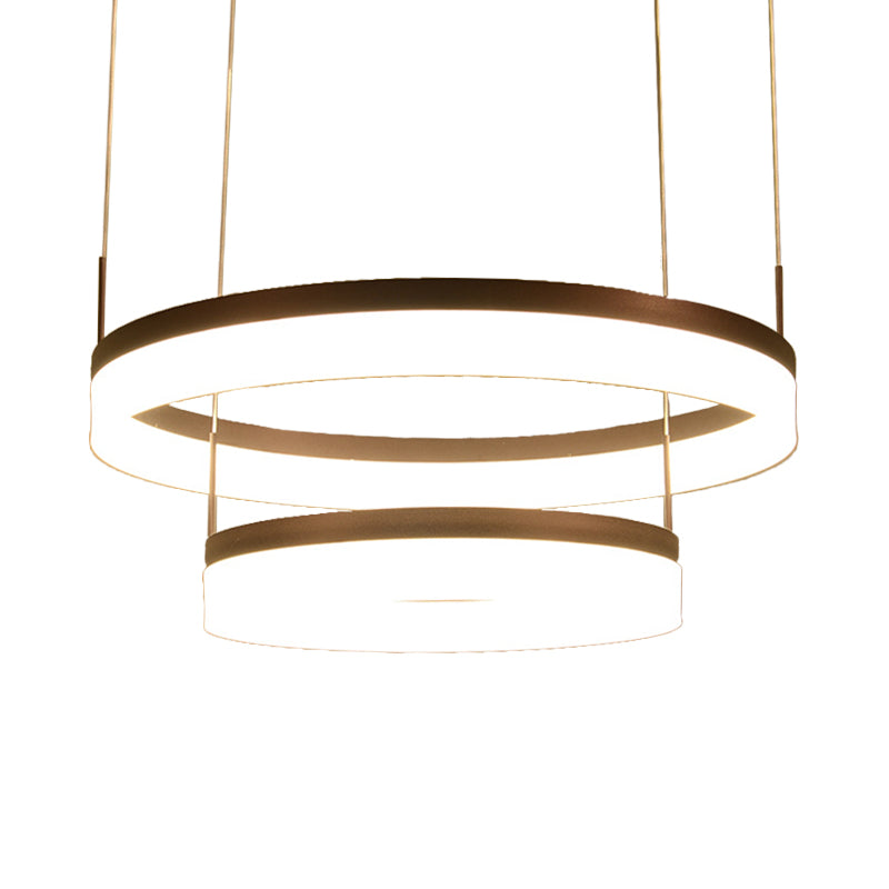 Modern Acrylic 2/3-Tier Led Chandelier Lamp - Minimalistic Coffee Medium/Large Perfect Over Table