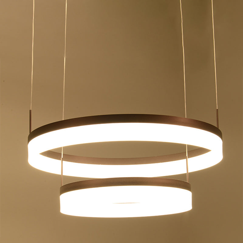 Minimalist Acrylic LED Chandelier Lamp - 2/3-Tier Circular Drop Pendant for Coffee Table