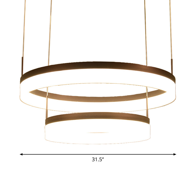 Modern Acrylic 2/3-Tier Led Chandelier Lamp - Minimalistic Coffee Medium/Large Perfect Over Table