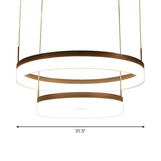 Modern Acrylic 2/3-Tier Led Chandelier Lamp - Minimalistic Coffee Medium/Large Perfect Over Table