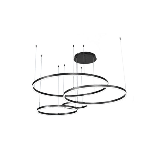 Minimalist Metal Bubble Ring Chandelier: 4-Light Led Suspension Light In Black/Gold/Coffee