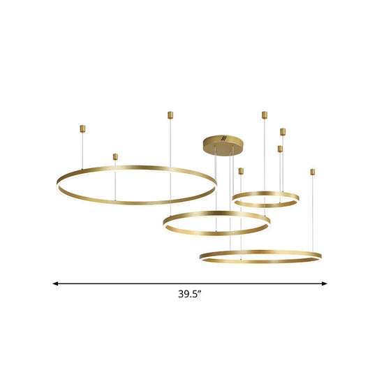 Postmodern Gold LED Hoop Chandelier - 3/4/5 Tiers, Ideal for Living Room