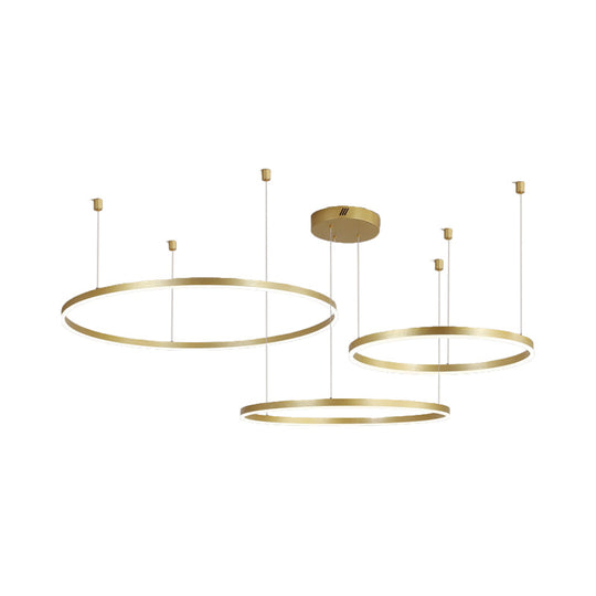 Postmodern Gold LED Hoop Chandelier - 3/4/5 Tiers, Ideal for Living Room