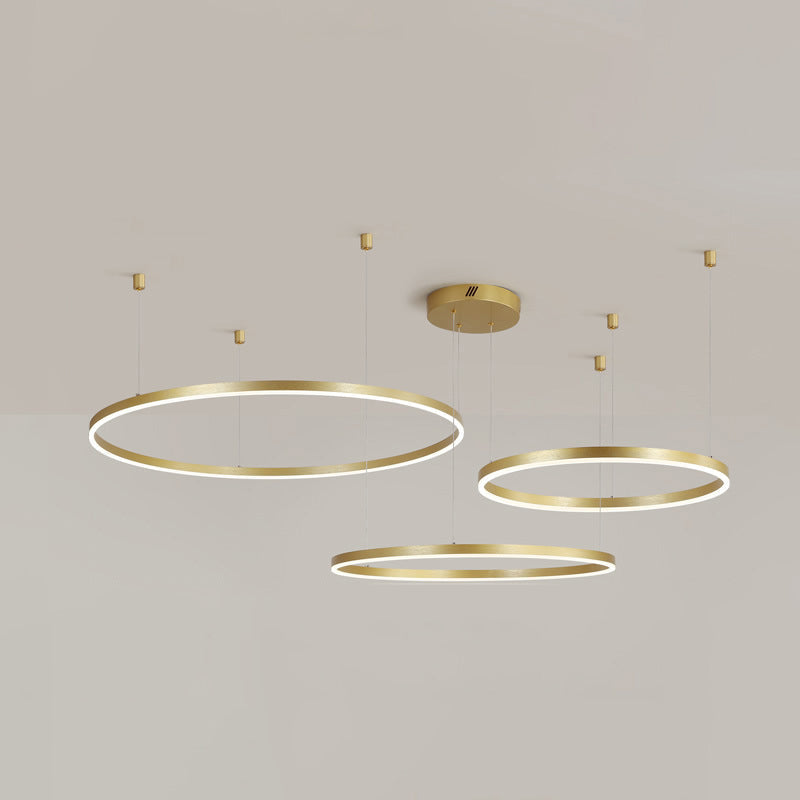 Postmodern Gold LED Hoop Chandelier - 3/4/5 Tiers, Ideal for Living Room