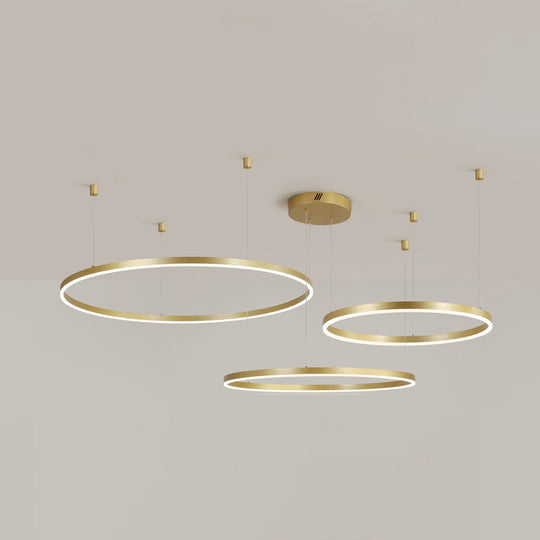 Postmodern Gold LED Hoop Chandelier - 3/4/5 Tiers, Ideal for Living Room