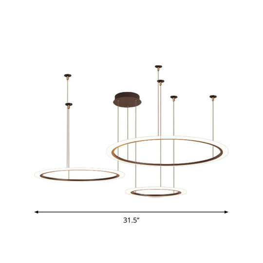 Modern Acrylic Coffee Led Chandelier Light Fixture - 3/4 Tiers Ceiling Pendant Lamp (Small/Large)