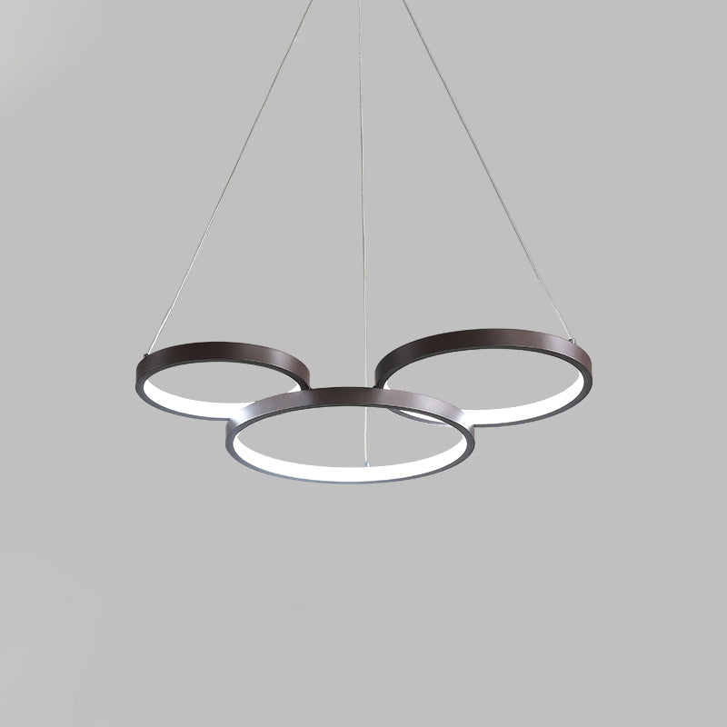 Contemporary Led Pendant Chandelier 3/4/5-Tiered Halo Ring Design Brown Finish Acrylic Shade