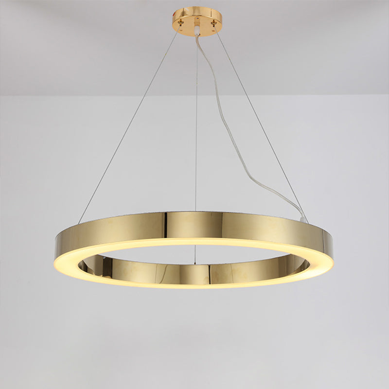 Polished Gold Led Pendant Lighting With Stainless Steel Chandelier Lamp