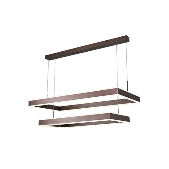 Modern Brown Led Chandelier: Aluminum 2/3-Tiered Pendant Light Warm/White Illumination