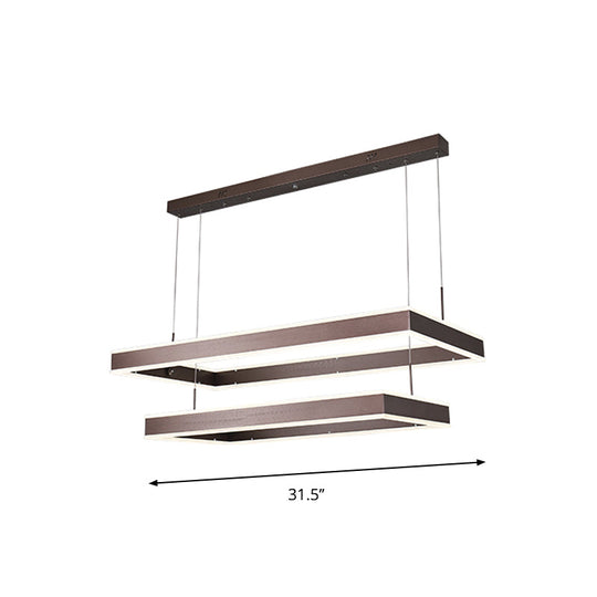 Modern Brown Led Chandelier: Aluminum 2/3-Tiered Pendant Light Warm/White Illumination