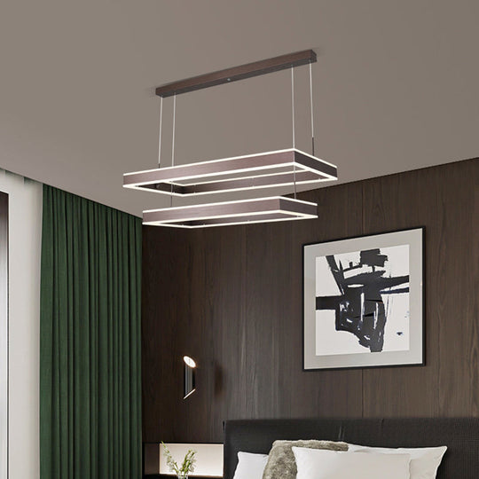 Simplicity Led Coffee Chandelier - 2/3/4 Tiered Rectangle Design With Acrylic Shade