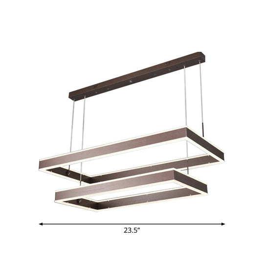 Simplicity Led Coffee Chandelier - 2/3/4 Tiered Rectangle Design With Acrylic Shade