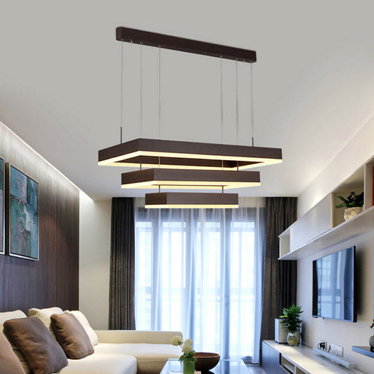 Simplicity Metal Chandelier Led Pendant Lamp In Brown Small/Large - Layered Tapered Design For