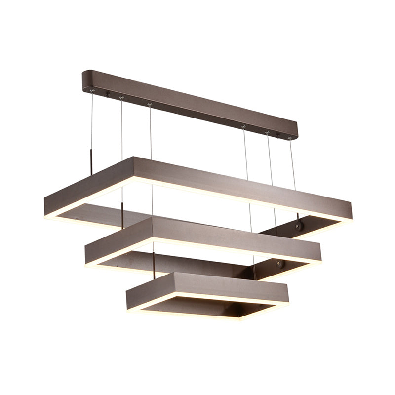 Simplicity Metal Chandelier Led Pendant Lamp In Brown Small/Large - Layered Tapered Design For