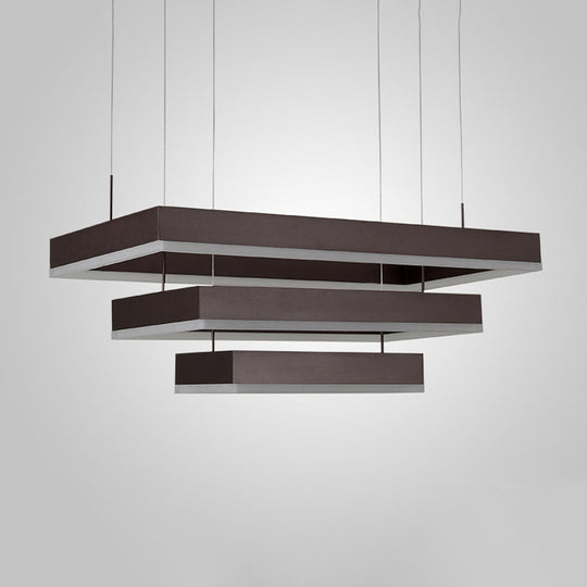 Simplicity Metal Chandelier Led Pendant Lamp In Brown Small/Large - Layered Tapered Design For