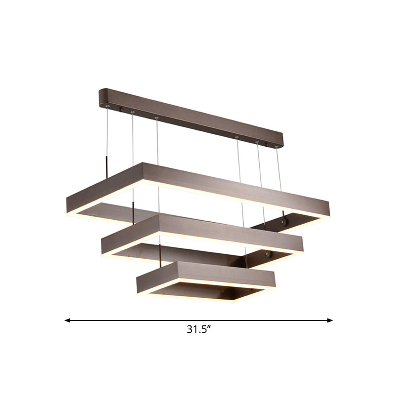 Simplicity Metal Chandelier Led Pendant Lamp In Brown Small/Large - Layered Tapered Design For