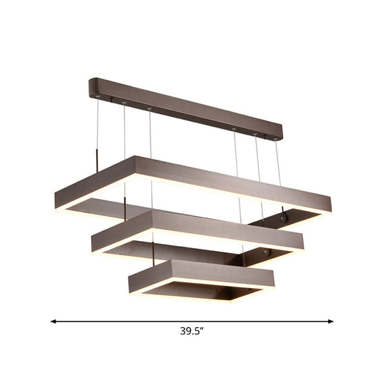 Simplicity Metal Chandelier Led Pendant Lamp In Brown Small/Large - Layered Tapered Design For