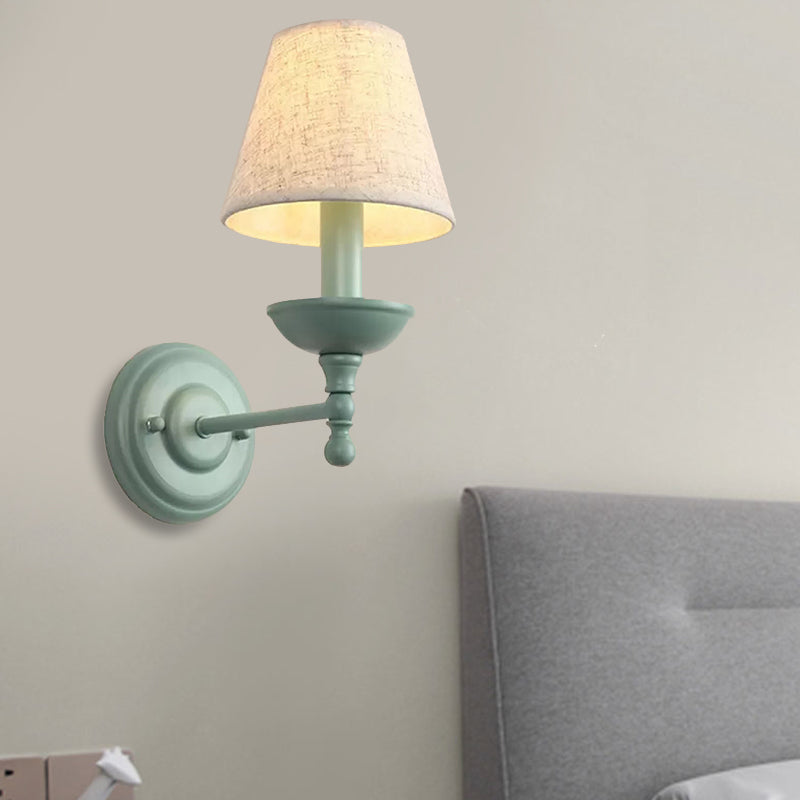 Nordic Tapered Wall Sconce In Green Metal With 1 Light