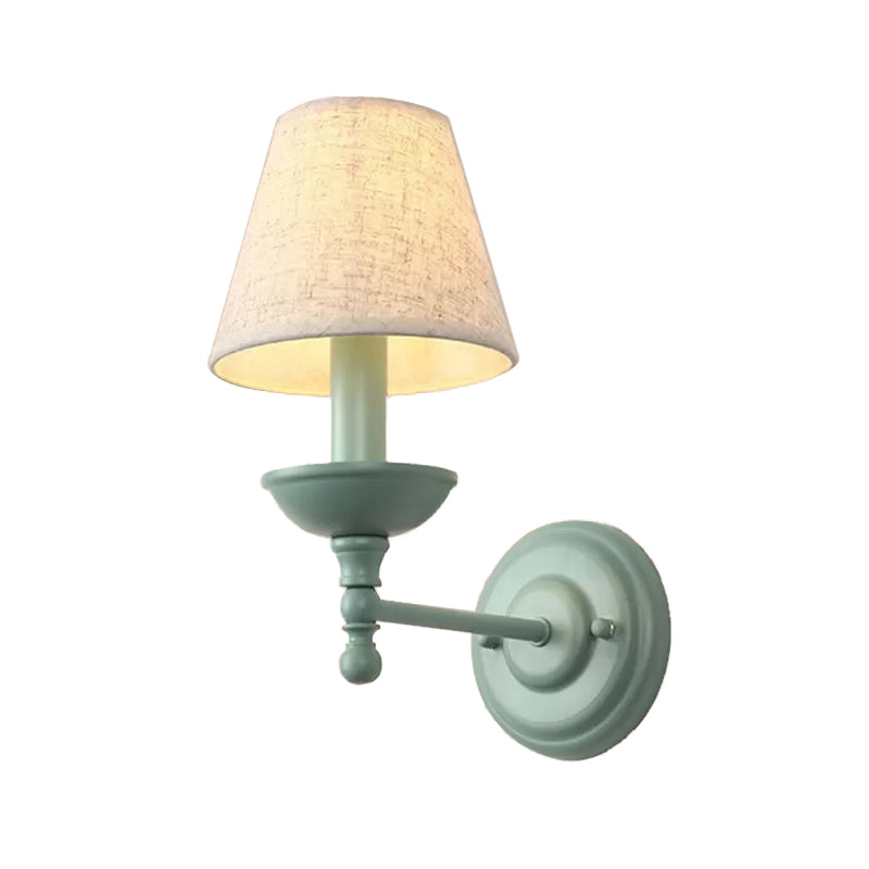 Nordic Tapered Wall Sconce In Green Metal With 1 Light