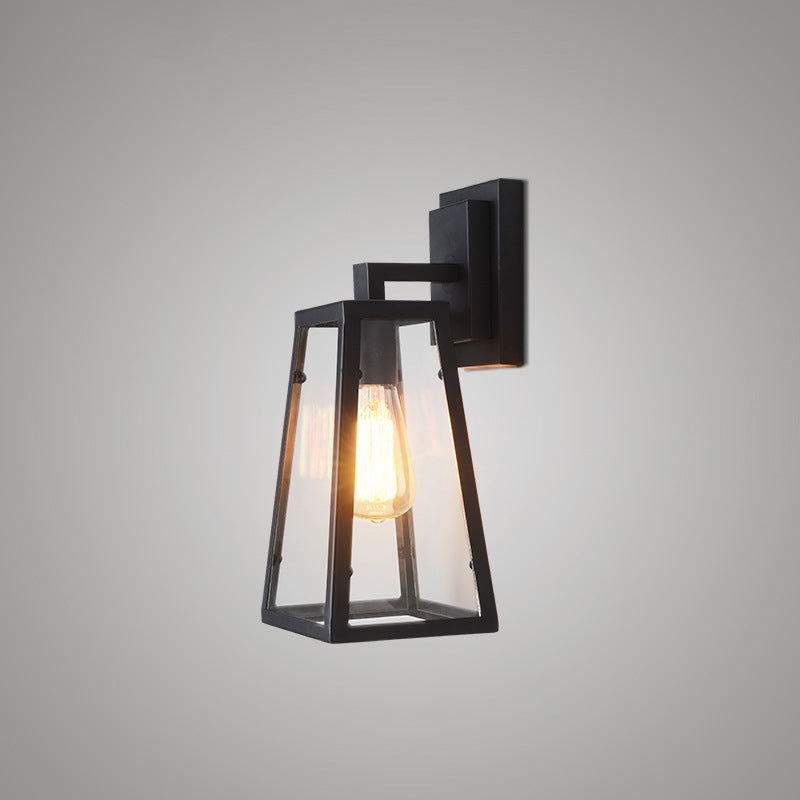 Iron Black Finish Industrial 1-Bulb Wall Sconce - Water Pipe/Cage/Fist Design