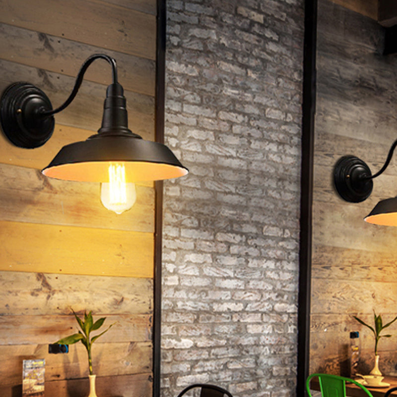 Iron Black Finish Industrial 1-Bulb Wall Sconce - Water Pipe/Cage/Fist Design / E