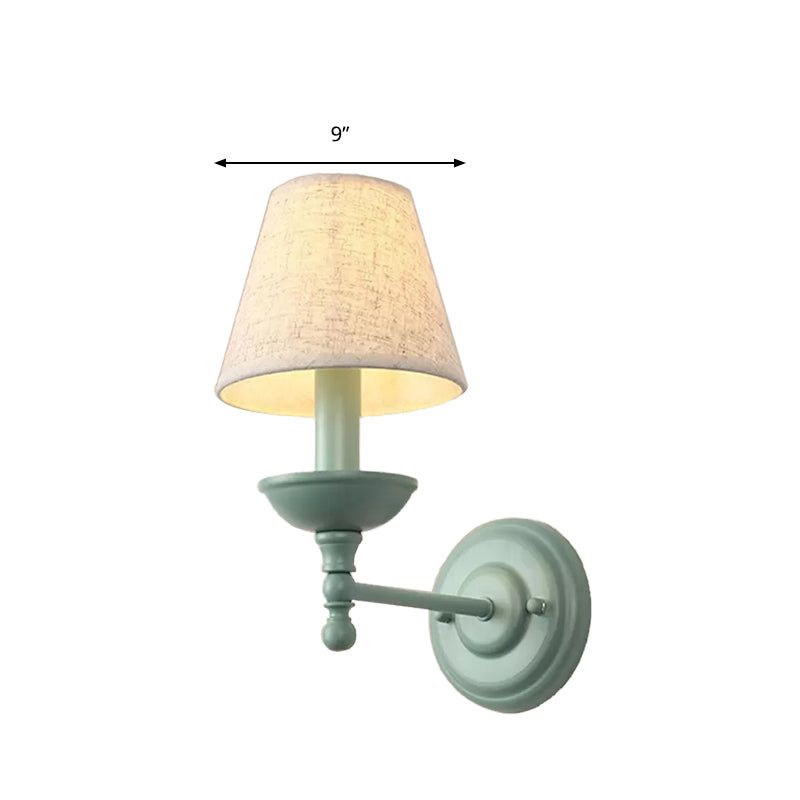 Nordic Tapered Wall Sconce In Green Metal With 1 Light