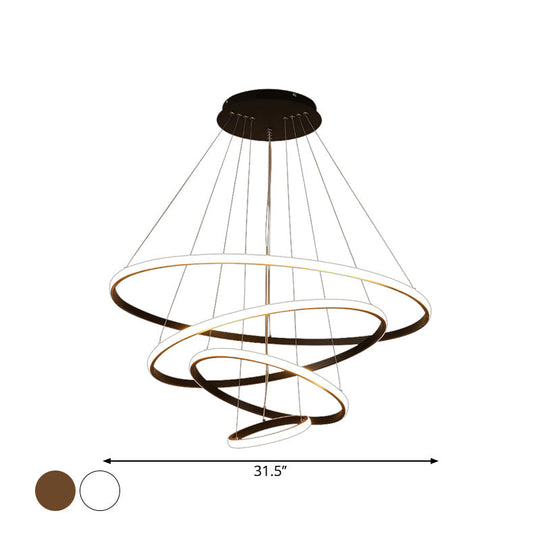 Minimalist Acrylic Living Room Led Pendant Chandelier - 3/4-Tier White/Coffee