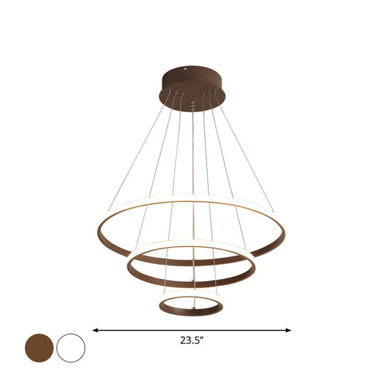 Minimalist Acrylic Living Room Led Pendant Chandelier - 3/4-Tier White/Coffee