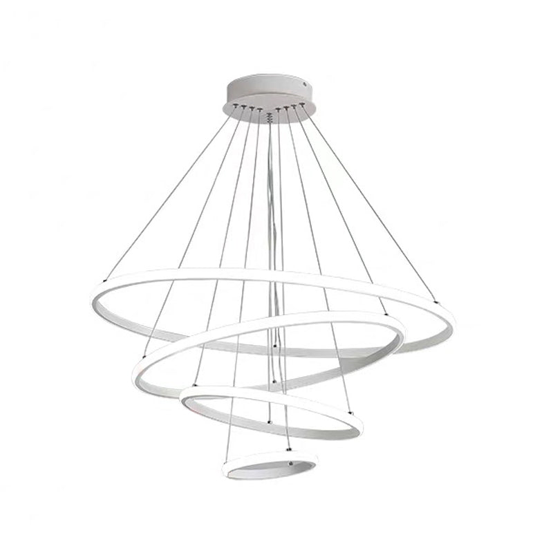 Minimalist Acrylic Living Room Led Pendant Chandelier - 3/4-Tier White/Coffee