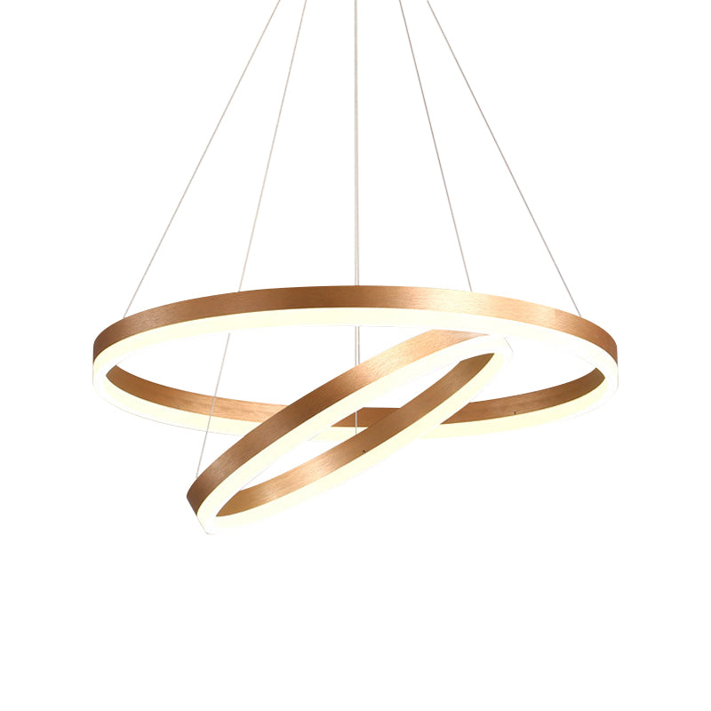 Sleek 2/3 Tiers Aluminum Led Chandelier: Minimalistic White/Coffee Pendant Light Fixture For Dining