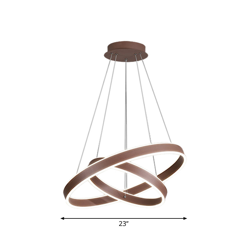 Led Acrylic Hoop Shaped Pendant Chandelier For Living Room - Simplicity Brown 1/2/3-Tiered Design