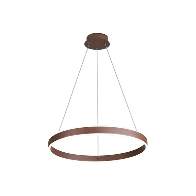 Led Acrylic Hoop Shaped Pendant Chandelier For Living Room - Simplicity Brown 1/2/3-Tiered Design