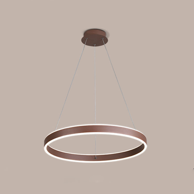 Led Acrylic Hoop Shaped Pendant Chandelier For Living Room - Simplicity Brown 1/2/3-Tiered Design