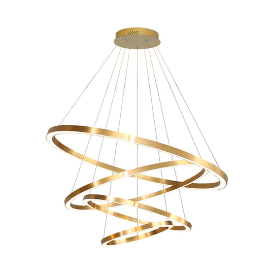 Postmodern Led Pendant Chandelier - Polished Brass Tiered Design With Acrylic Shade