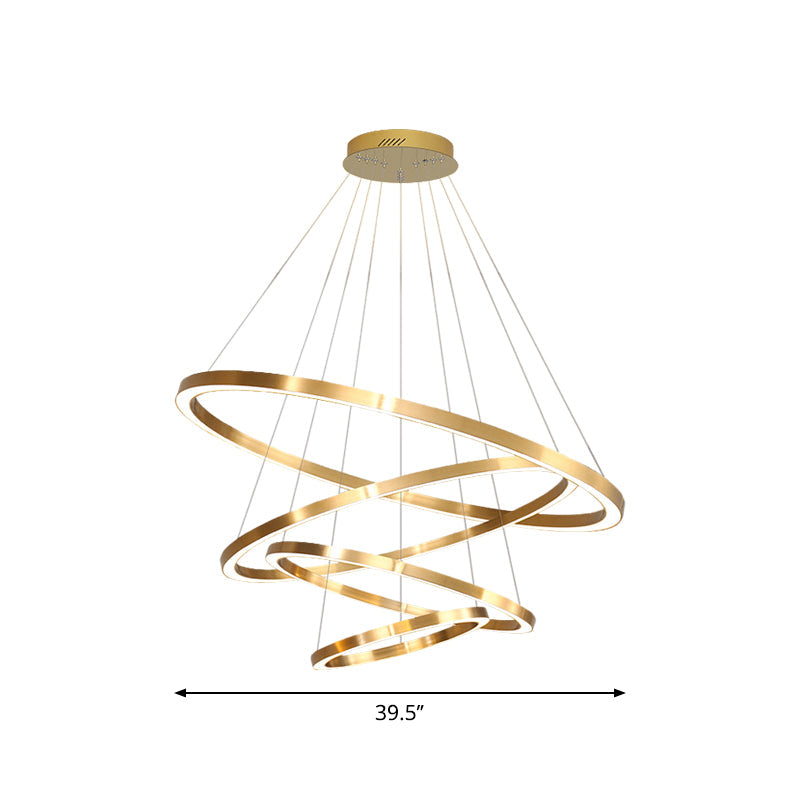 Postmodern Led Pendant Chandelier - Polished Brass Tiered Design With Acrylic Shade