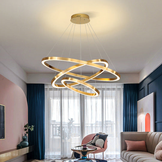 Postmodern Led Pendant Chandelier - Polished Brass Tiered Design With Acrylic Shade / 3 Tiers