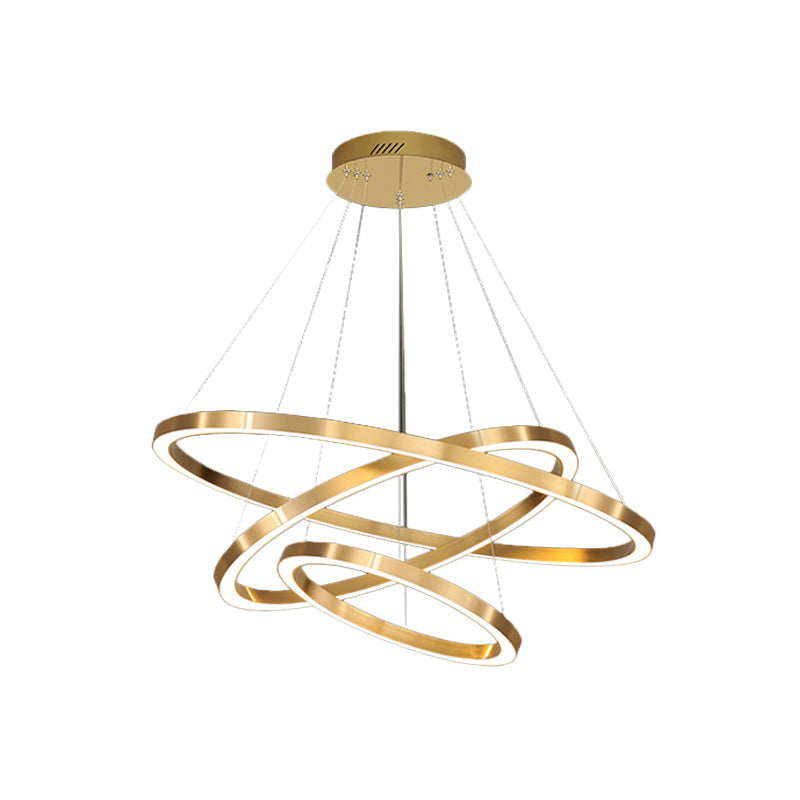 Postmodern Led Pendant Chandelier - Polished Brass Tiered Design With Acrylic Shade