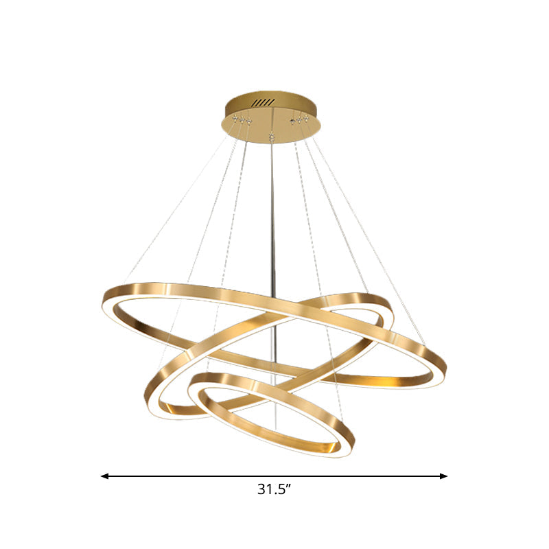 Postmodern Led Pendant Chandelier - Polished Brass Tiered Design With Acrylic Shade