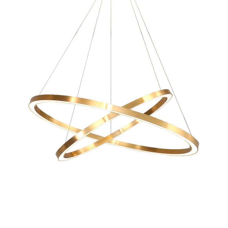 Postmodern Led Pendant Chandelier - Polished Brass Tiered Design With Acrylic Shade