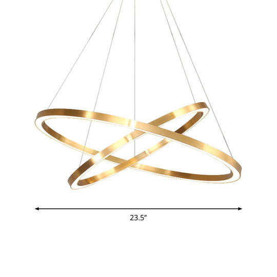 Postmodern Led Pendant Chandelier - Polished Brass Tiered Design With Acrylic Shade