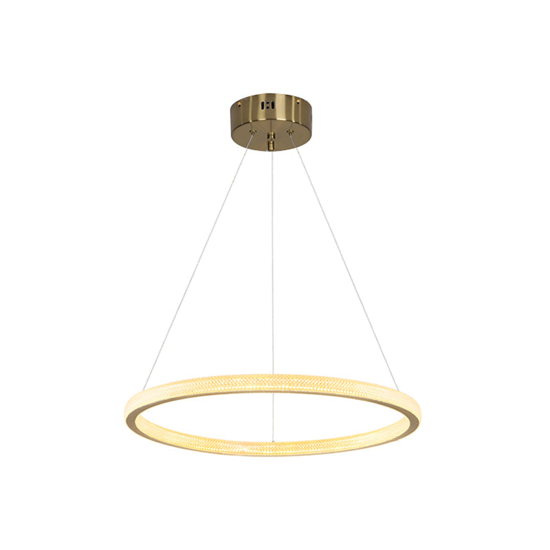 Minimalistic Led Chandelier: Circle Acrylic Suspension Pendant Light - 1/3/4 Tiers Brass Fixture