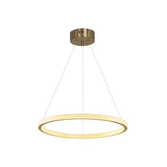 Minimalistic Led Chandelier: Circle Acrylic Suspension Pendant Light - 1/3/4 Tiers Brass Fixture