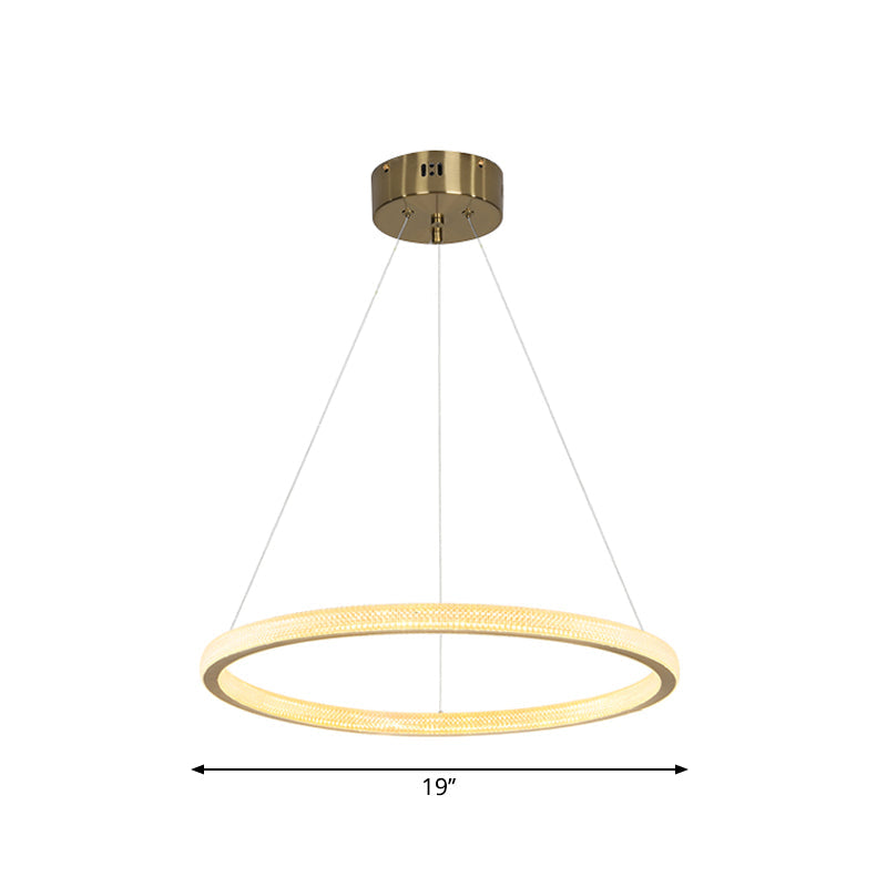 Minimalistic Led Chandelier: Circle Acrylic Suspension Pendant Light - 1/3/4 Tiers Brass Fixture