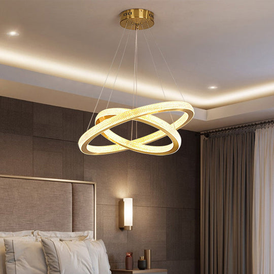 Minimalistic Brass LED Chandelier Light with Acrylic Suspension - 1/3/4-Tier Circle Design