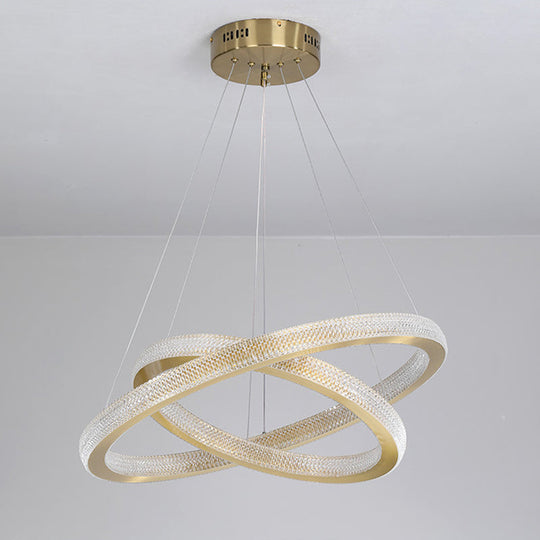 Minimalistic Led Chandelier: Circle Acrylic Suspension Pendant Light - 1/3/4 Tiers Brass Fixture