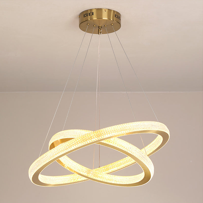 Minimalistic Led Chandelier: Circle Acrylic Suspension Pendant Light - 1/3/4 Tiers Brass Fixture