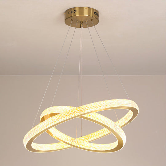 Minimalistic Led Chandelier: Circle Acrylic Suspension Pendant Light - 1/3/4 Tiers Brass Fixture