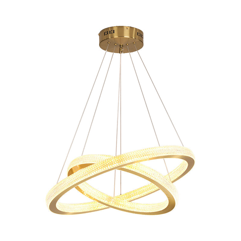 Minimalistic Brass LED Chandelier Light with Acrylic Suspension - 1/3/4-Tier Circle Design